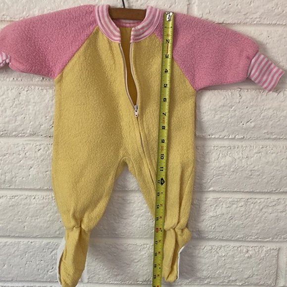 Vintage Infant Pink and Yellow Fleece Baby Onesie - Picture 8 of 10